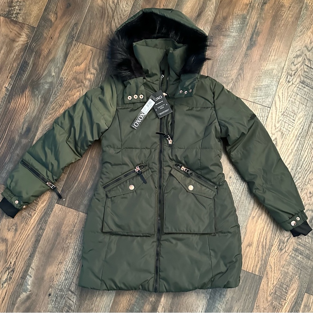 NWT Sz Small XOXO Puffy Coat with Removable hood